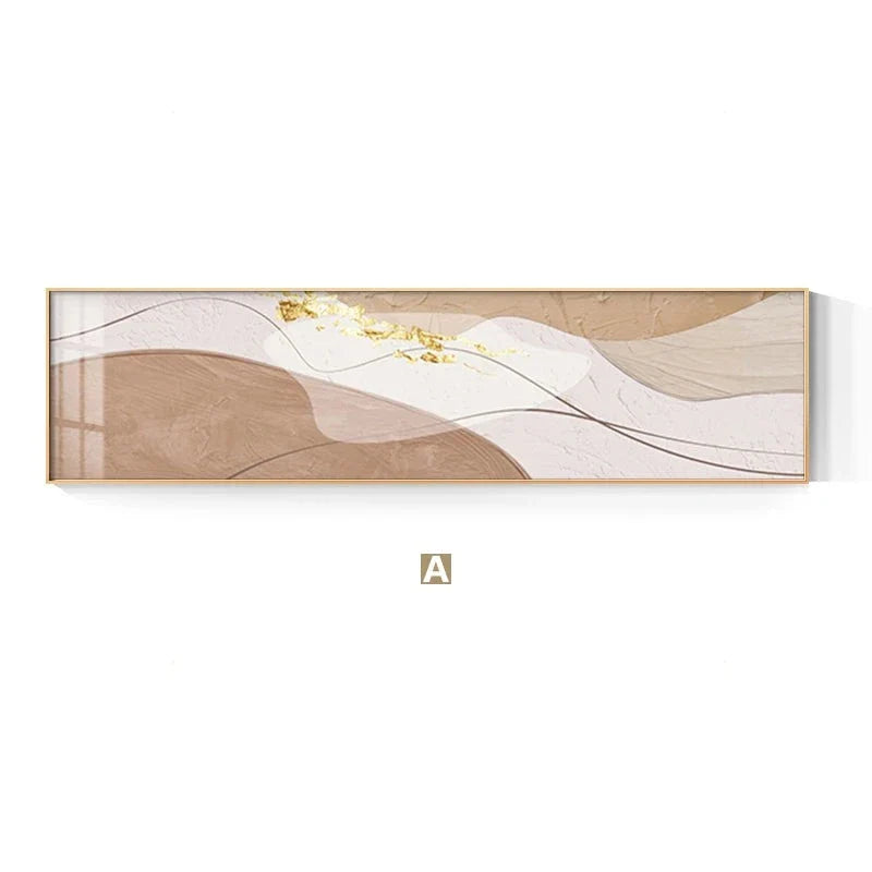 Modern Abstract Wide Format Wall Art Neutral Colors Flowing Lines Fine Art Canvas Prints Pictures For Above The Sofa Art For Above The Bed | Bowlift