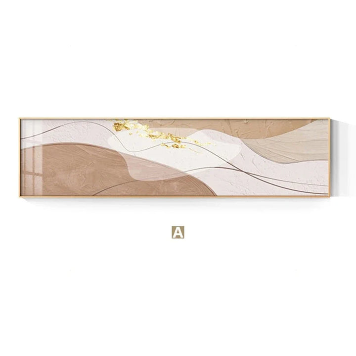 Modern Abstract Wide Format Wall Art Neutral Colors Flowing Lines Fine Art Canvas Prints Pictures For Above The Sofa Art For Above The Bed | Bowlift