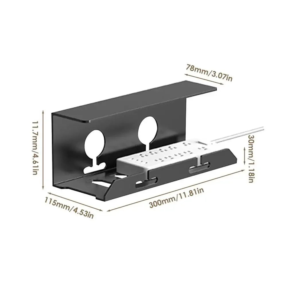 BowLift | Cable Channel DeskFixx | Under-Desk Cable Management | No Drilling | Sturdy Steel Shelf | Black