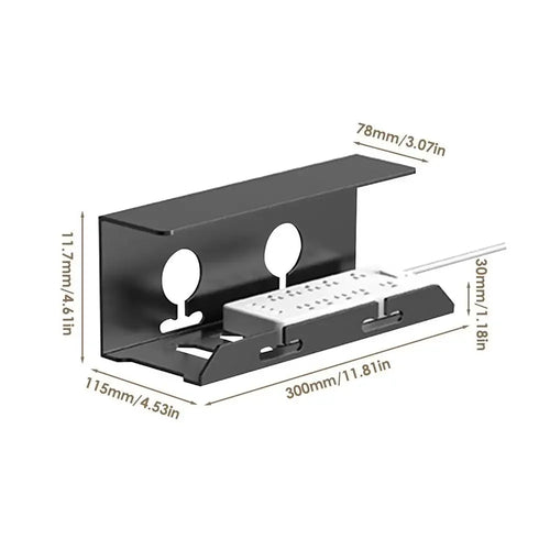 BowLift | Cable Channel DeskFixx | Under-Desk Cable Management | No Drilling | Sturdy Steel Shelf | Black