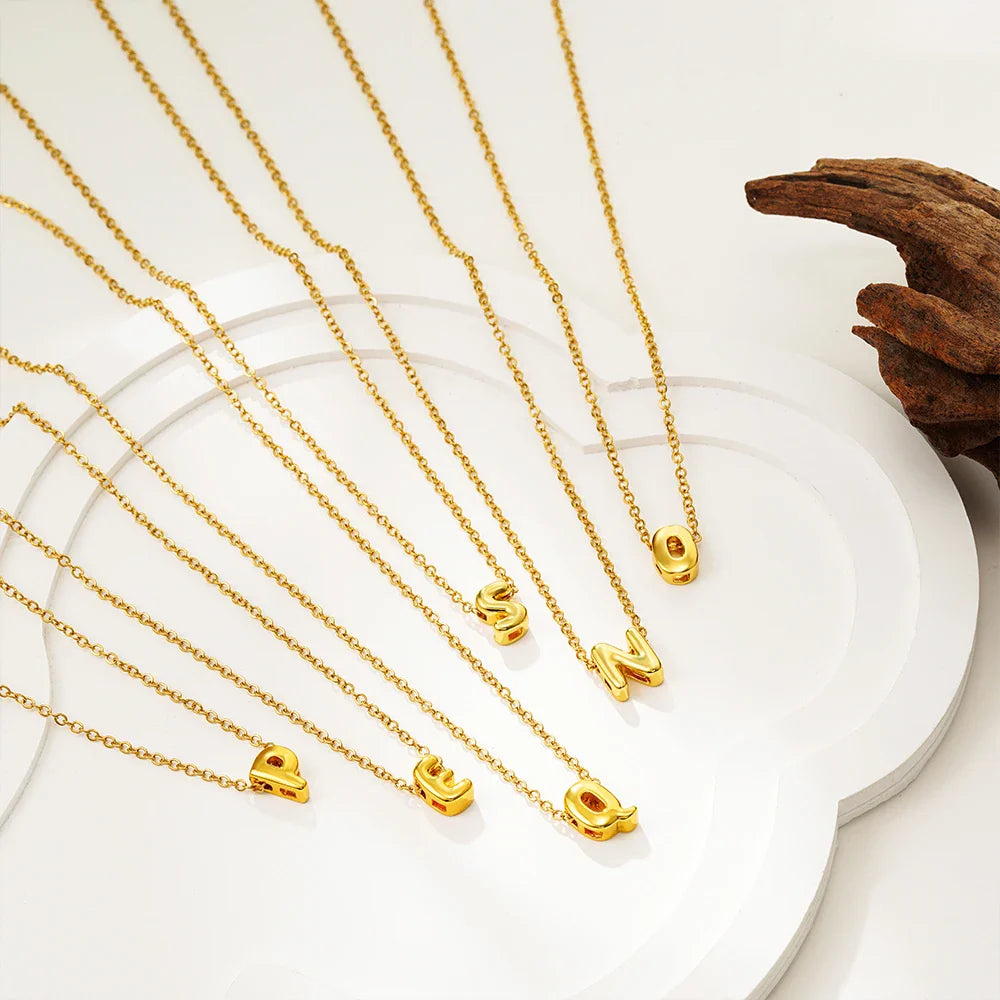BowLift | Dainty Bubble Letter Initial Necklace