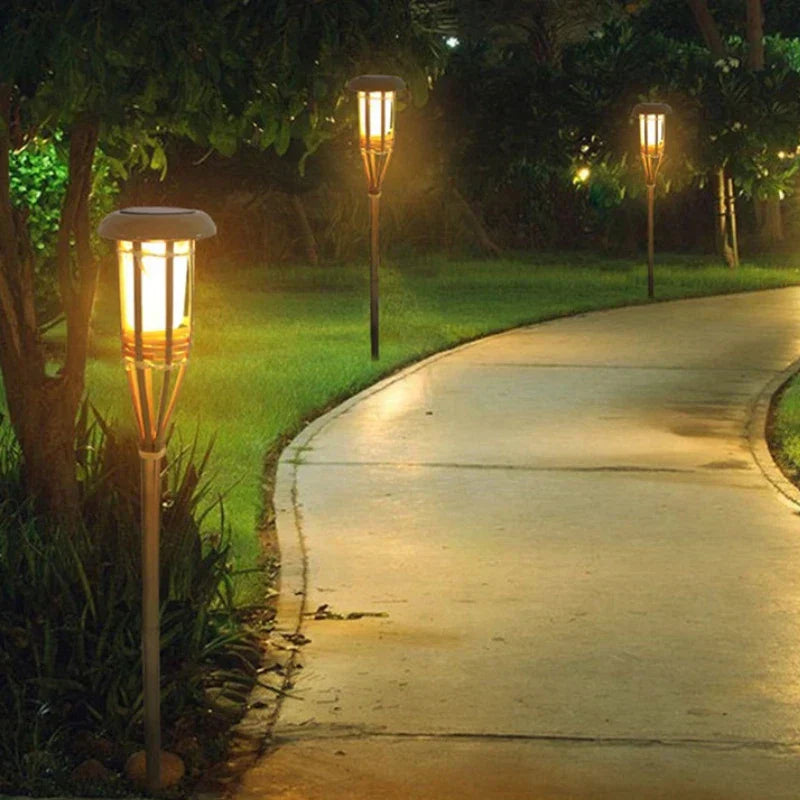 BowLift | Solar Torch 5-piece Set | Flame Look LED Garden Lights | Solar Powered | Decorative Light for Outdoor