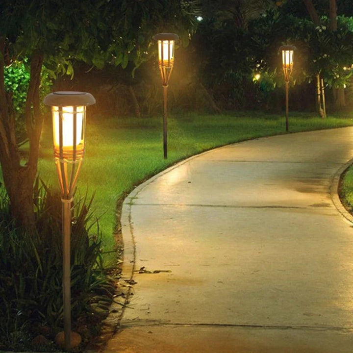 BowLift | Solar Torch 5-piece Set | Flame Look LED Garden Lights | Solar Powered | Decorative Light for Outdoor