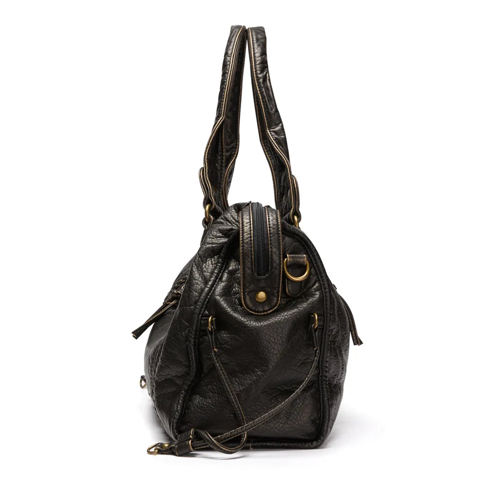 NoirClass - Elegant Black Leather Handbag Bowlift