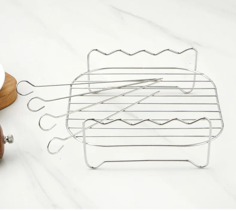 BowLift | Grillvaro AllGrillPro BBQ Grill Set made of stainless steel | With skewers & holder | For grill, air fryer & steamer | Outdoor & kitchen