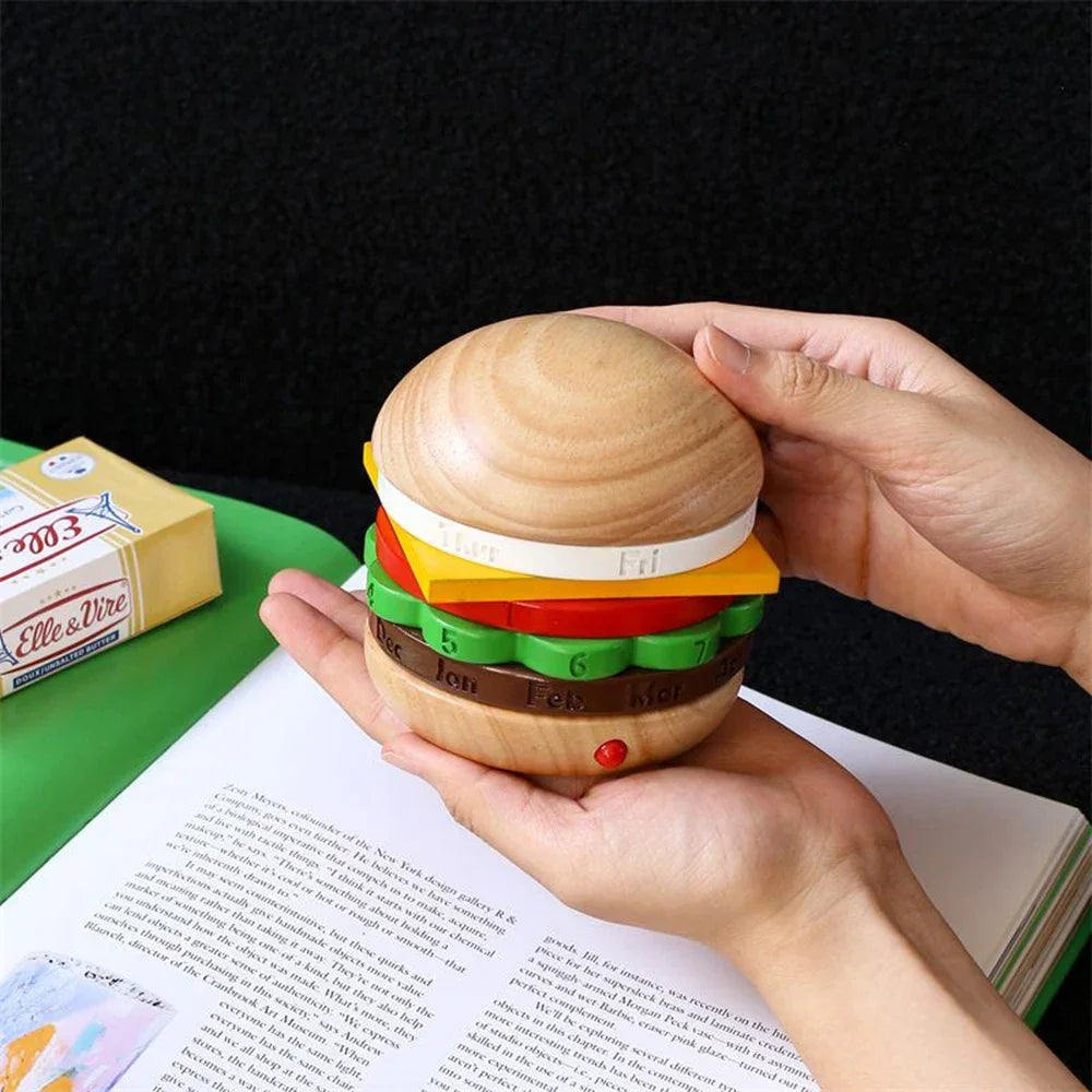 Rotating Wooden Hamburger Decorative Calender | Bowlift