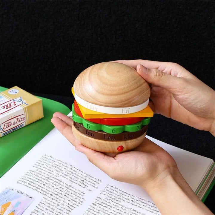 Rotating Wooden Hamburger Decorative Calender | Bowlift