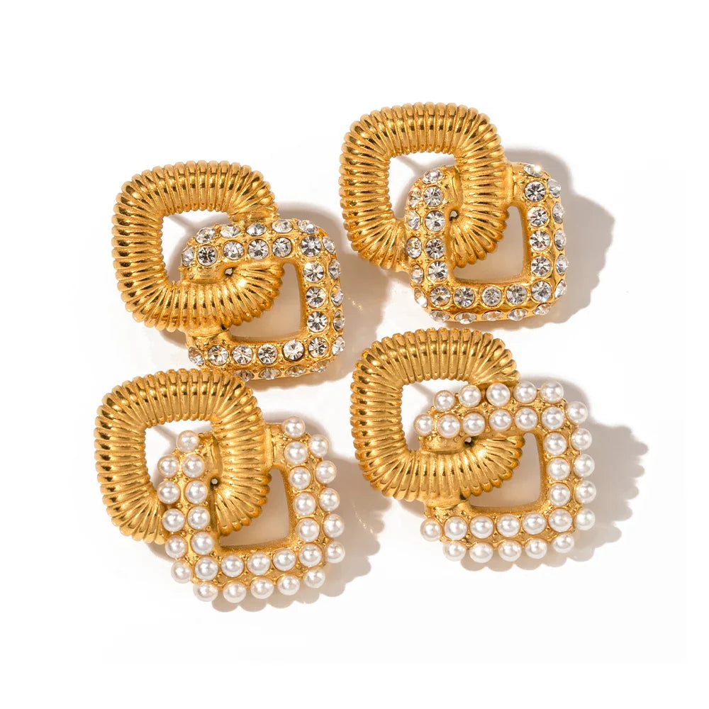 BowLift | 18k Textured Dual Squircle Earrings
