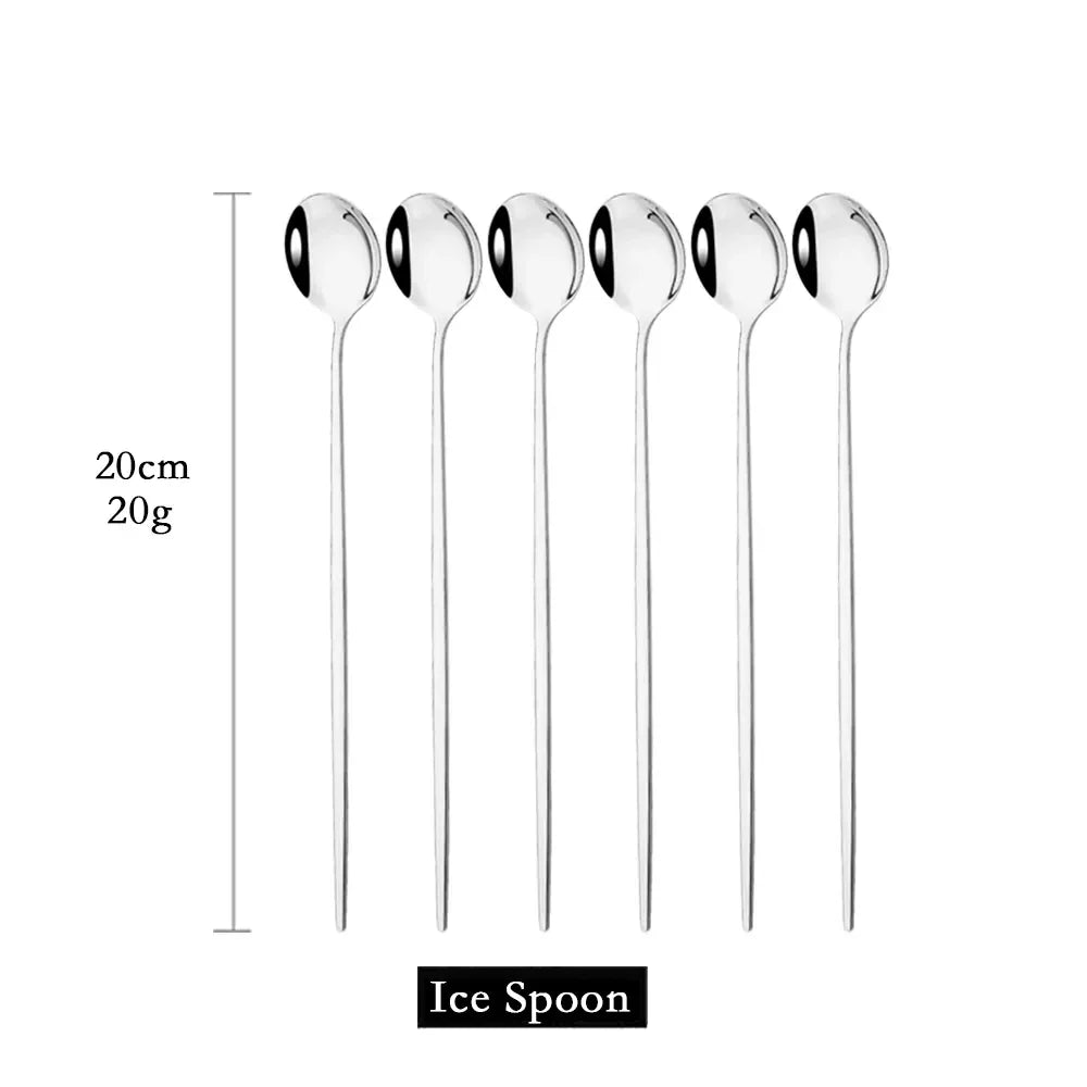 BowLift | Golden 6-piece Long Handle Spoon Set