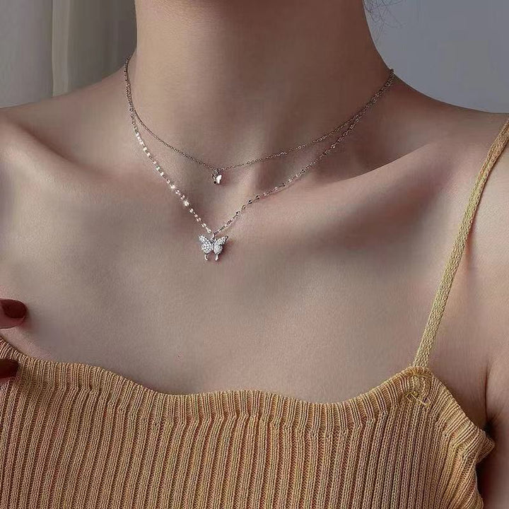 BowLift | Dreamy Wings Silver Double Layer Necklace