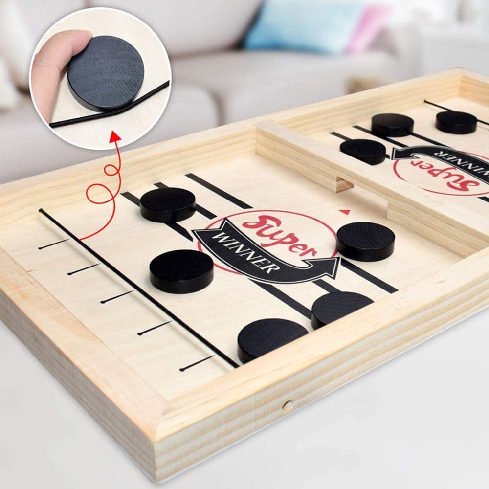 TimberHockey Game - Wooden Table Game for Father & Son Bowlift
