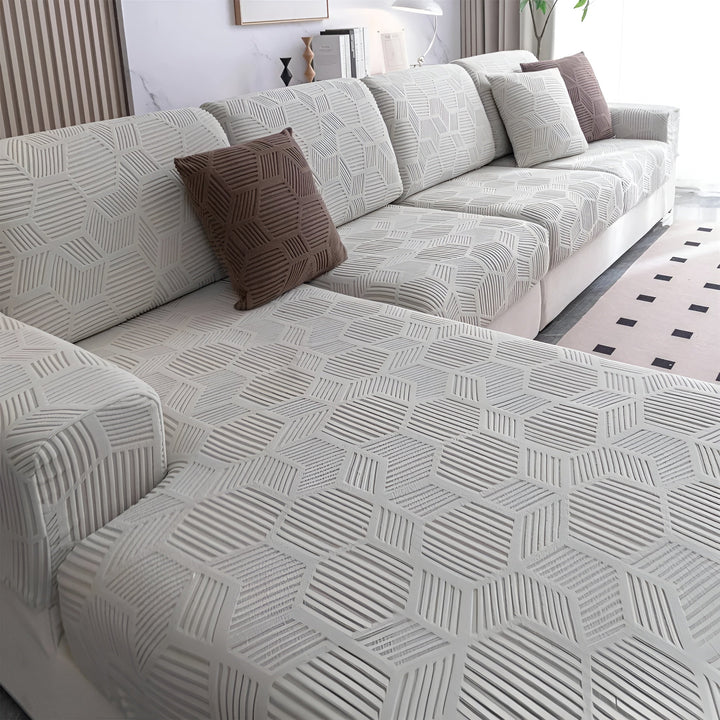 Jacquard Sofa Cover with Geometric Pattern – Soft & Pet-Friendly | Perfect for Protection and Cozy Living Spaces | Bowlift