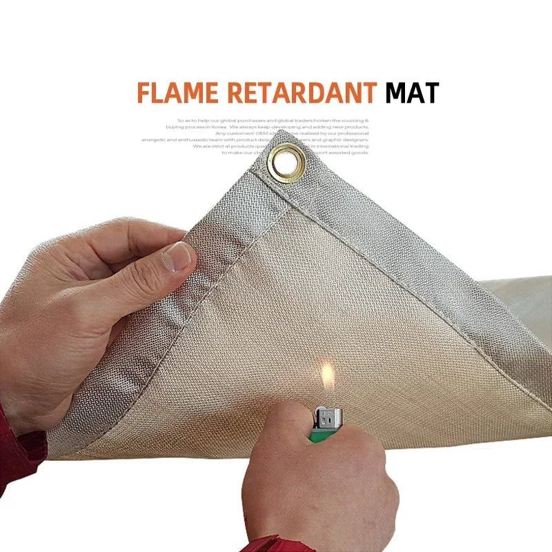 BowLift | CampVita Fire Protection Camping Mat | Heat Resistant & Fireproof | Ideal for Grill & Campfire | Fiberglass Beige