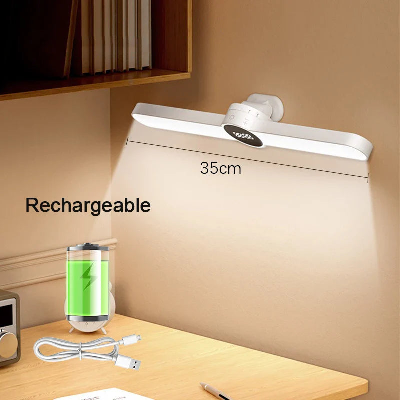 BowLift | LED Desk Lamp ClarioMag | With Clock & Alarm | Magnetic & USB Rechargeable | Steplessly Dimmable | 35 cm