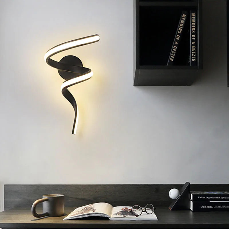 BowLift | LED Wall Lamp NordLED Wall Light | Nordic Spiral Design | Modern & Energy Saving | For Bedroom, Corridor & Living Room Spiral Sconce Light For Stairs Bedroom Bedside Study Hallway Background Indoor Decor Wall Lighting Fixtures