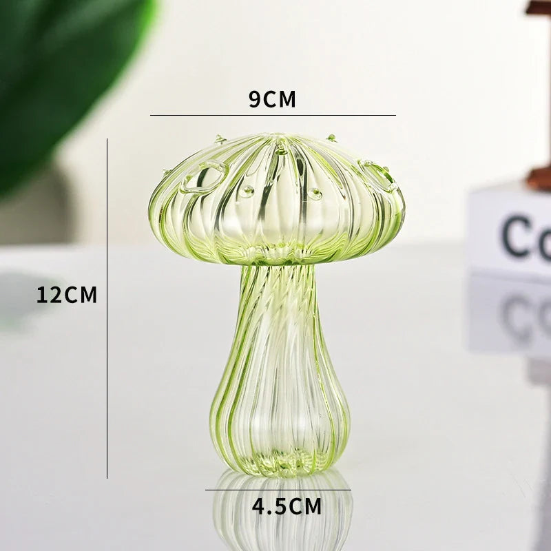 BowLift | Glass Flora Mushroom Vase made of Colored Glass | Creative Design for Hydroponics & Decor | Hand Polished & Transparent | 12×10 cm