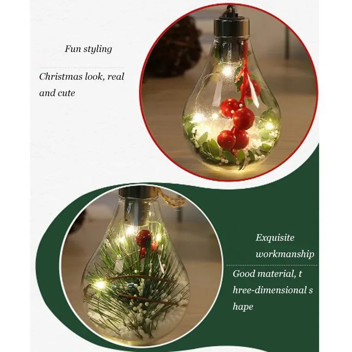 BowLift | Lunivera | LED Deco Light | Transparent with Leaf Globe | Warm White Sparkle | For Christmas, Wedding & Party