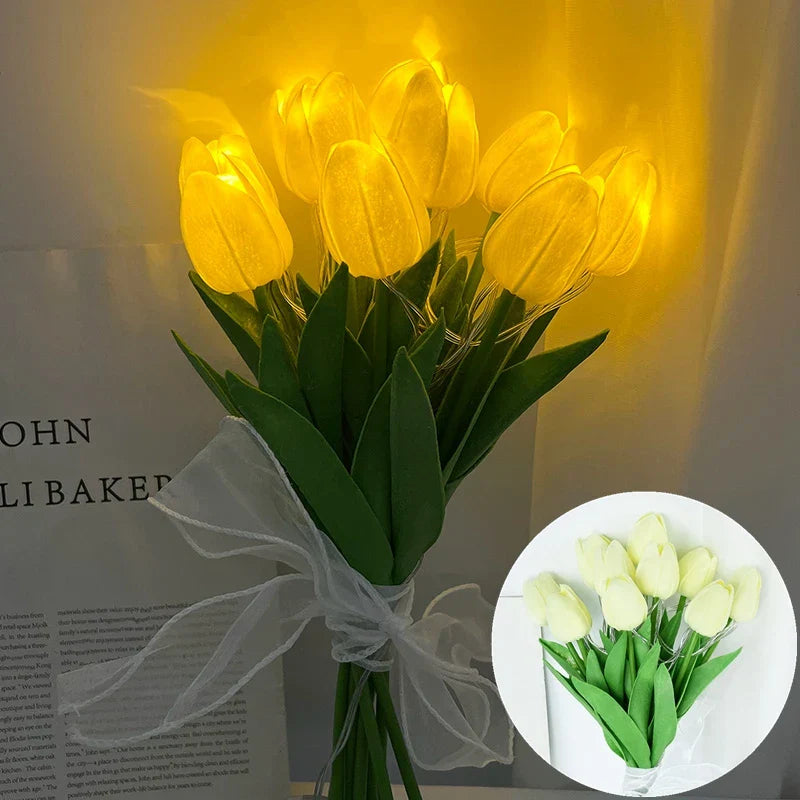 BowLift | LED lamp with artificial tulip bouquet perfect for gifts or as wedding party home decorations