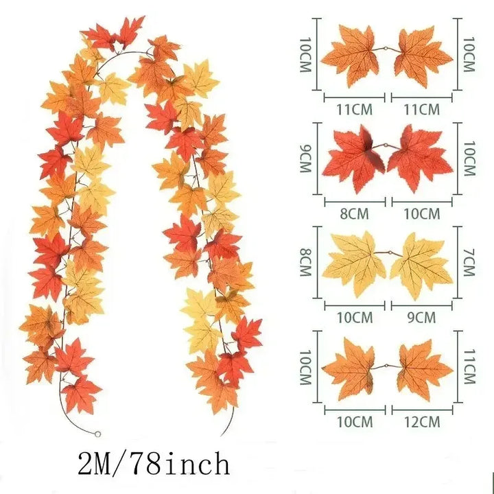 BowLift | Aurelia Autumn Wreath | Artificial Maple Leaf Garland | 200 cm | Decor for Home & Garden