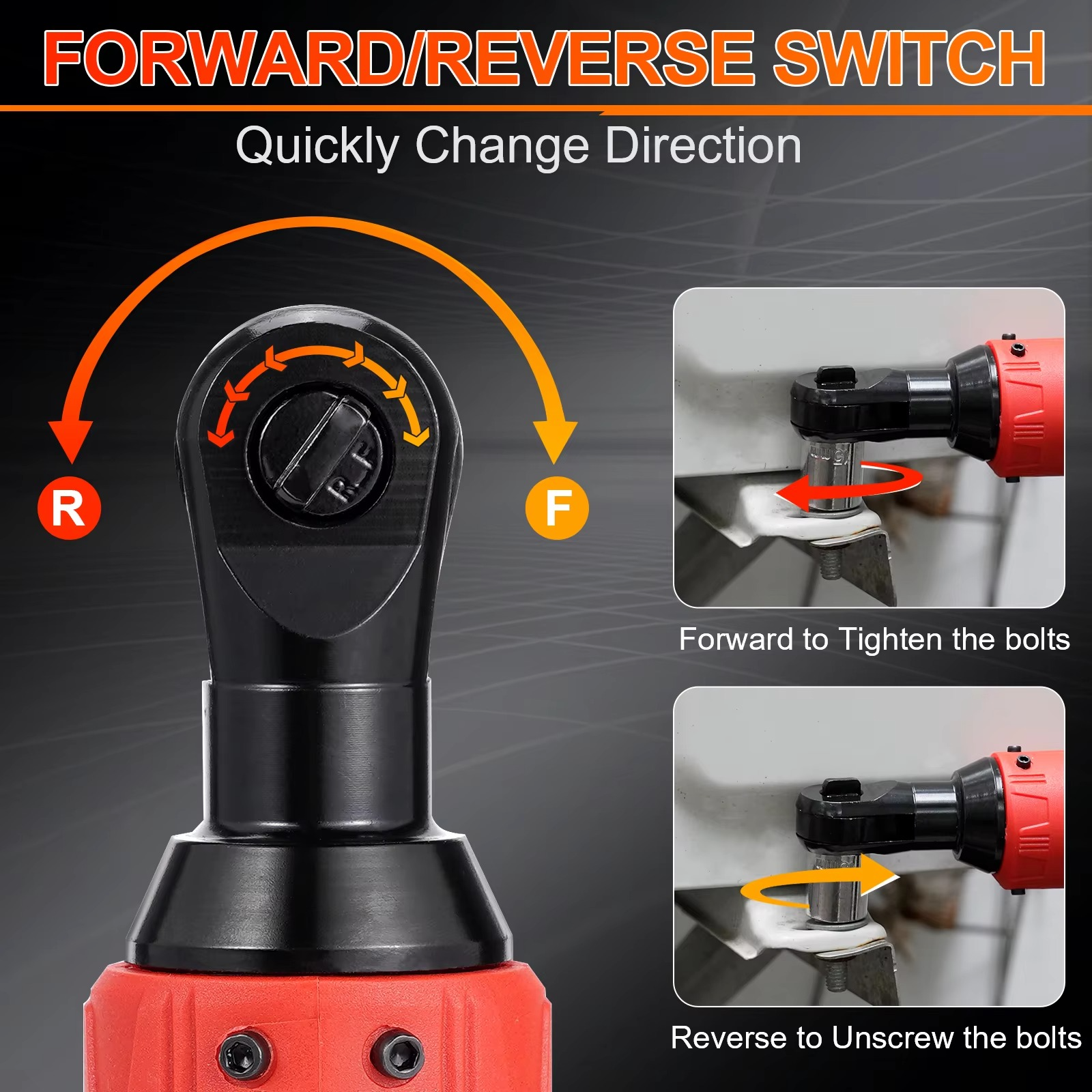 BowLift | 12V/18V Cordless Right Angle Impact Ratchet Wrench, 3/8" Rechargeable Electric Driver Tool