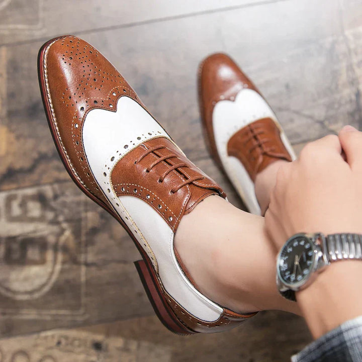 BowLift | Men's Luxury Shoes Brogue Lace-up Casual British Style Contrast Color Oxford Office