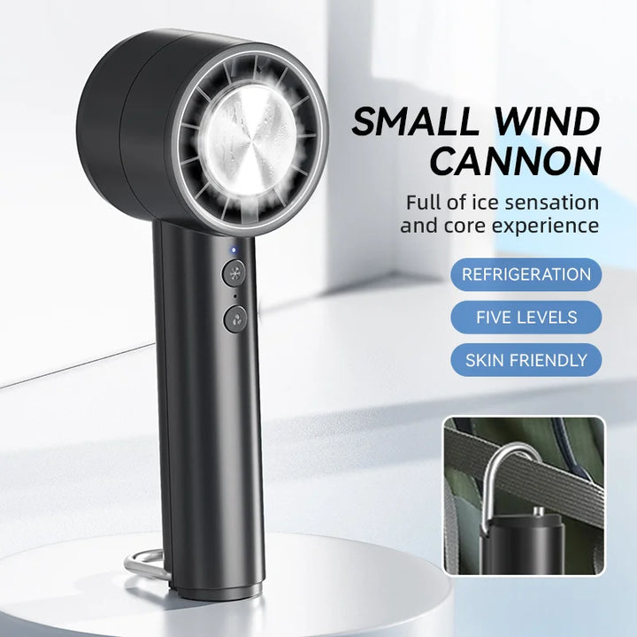 BowLift | Brisano AirCool Mini Hand Fan with Cooling Function | 5 Speeds | LED Display & USB Charging | Quiet & Portable | For Travel, Office & Outdoor