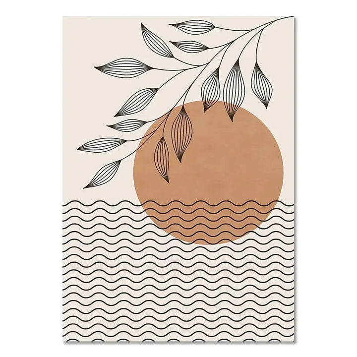 Minimalist Terracotta Sun Abstract Wall Art Fine Art Canvas Prints Modern Pictures For Living Room Bedroom Gallery Wall Art Decor | Bowlift