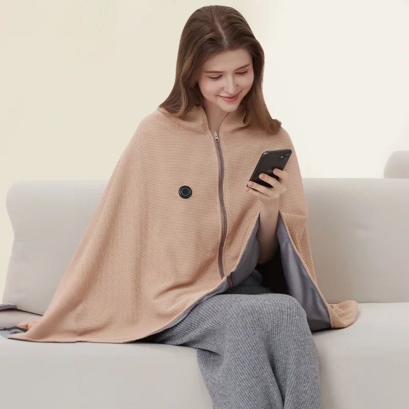 BowLift | CozyTherm Wear USB Heating Blanket to Wear | 150 × 85 cm | 3 Temperature Levels | Machine Washable & Portable