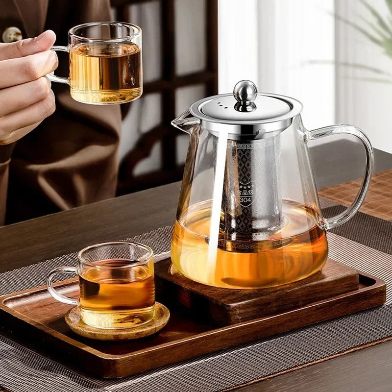BowLift | 450ml-950ml Heat Resistant Glass Teapot – Stainless Steel Tea Filter, Flower Kettle for Kung Fu Tea, Puer and Oolong Tea