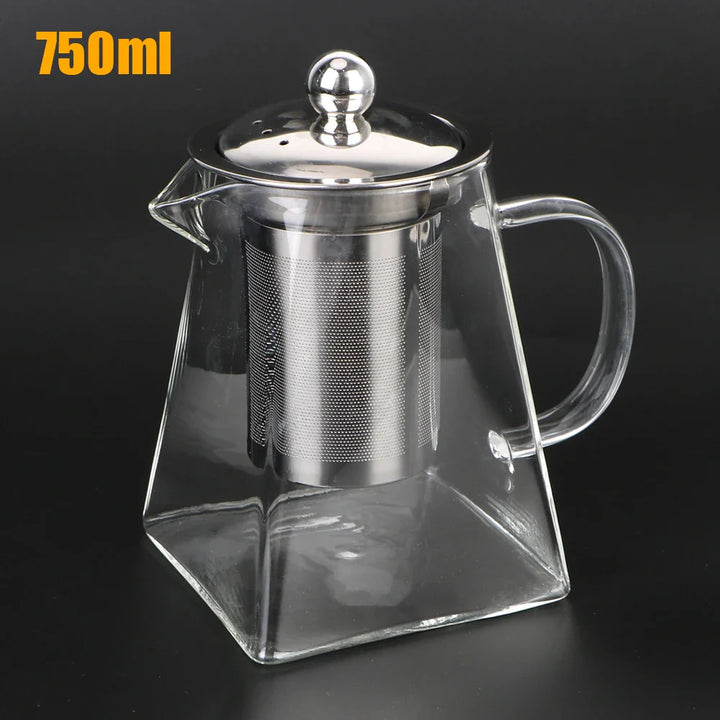 BowLift | Teavora Glass Teapot with Stainless Steel Infuser | Heat Resistant & Dishwasher Safe | For Loose Tea & Tea Flowers | 550/750/950 ml