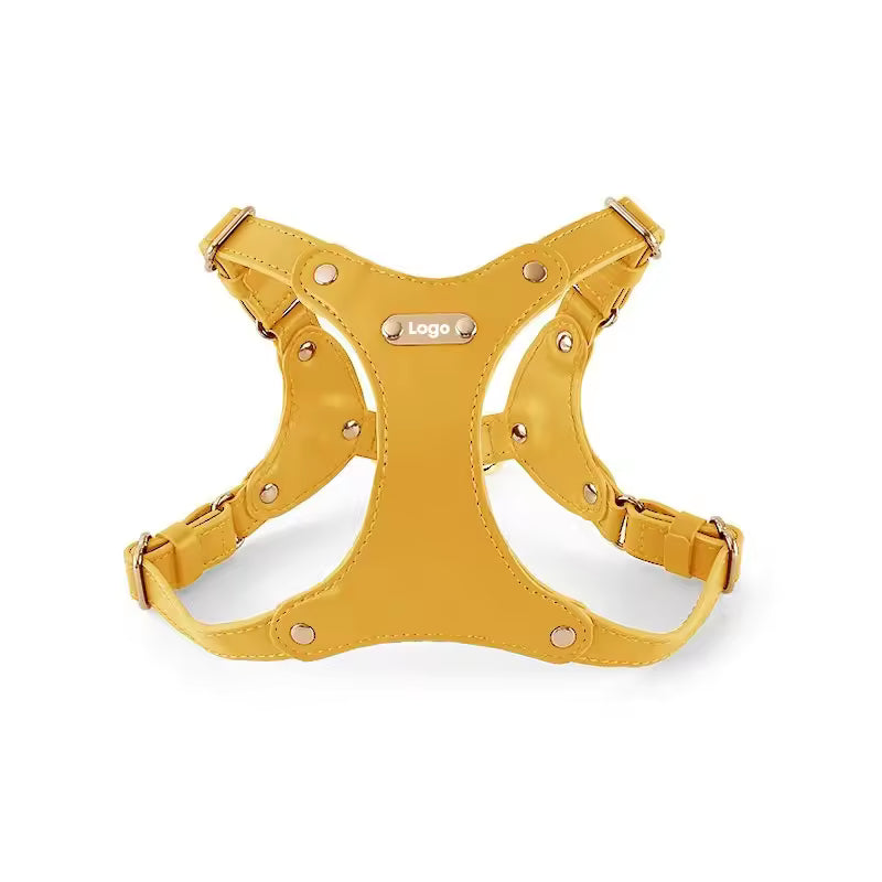 Adjustable Leather Dog Harness with Custom Engraving Bowlift
