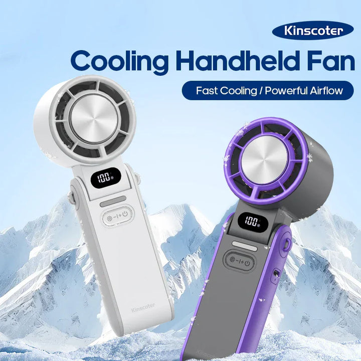 CoolityGo Handheld Fan with Ice-Cool Technology | 100 Speed Levels | 3600mAh Battery | Foldable & Ultralight | Bowlift