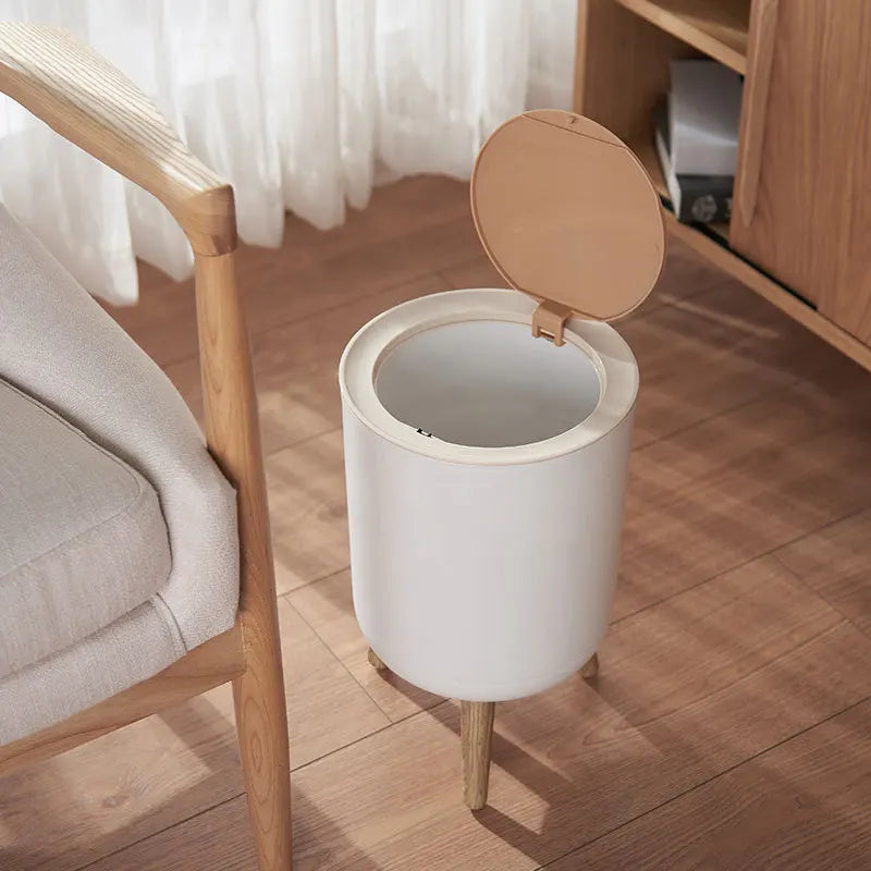BowLift | Wooden High Foot Trash Can with Press Cover – EcoBin