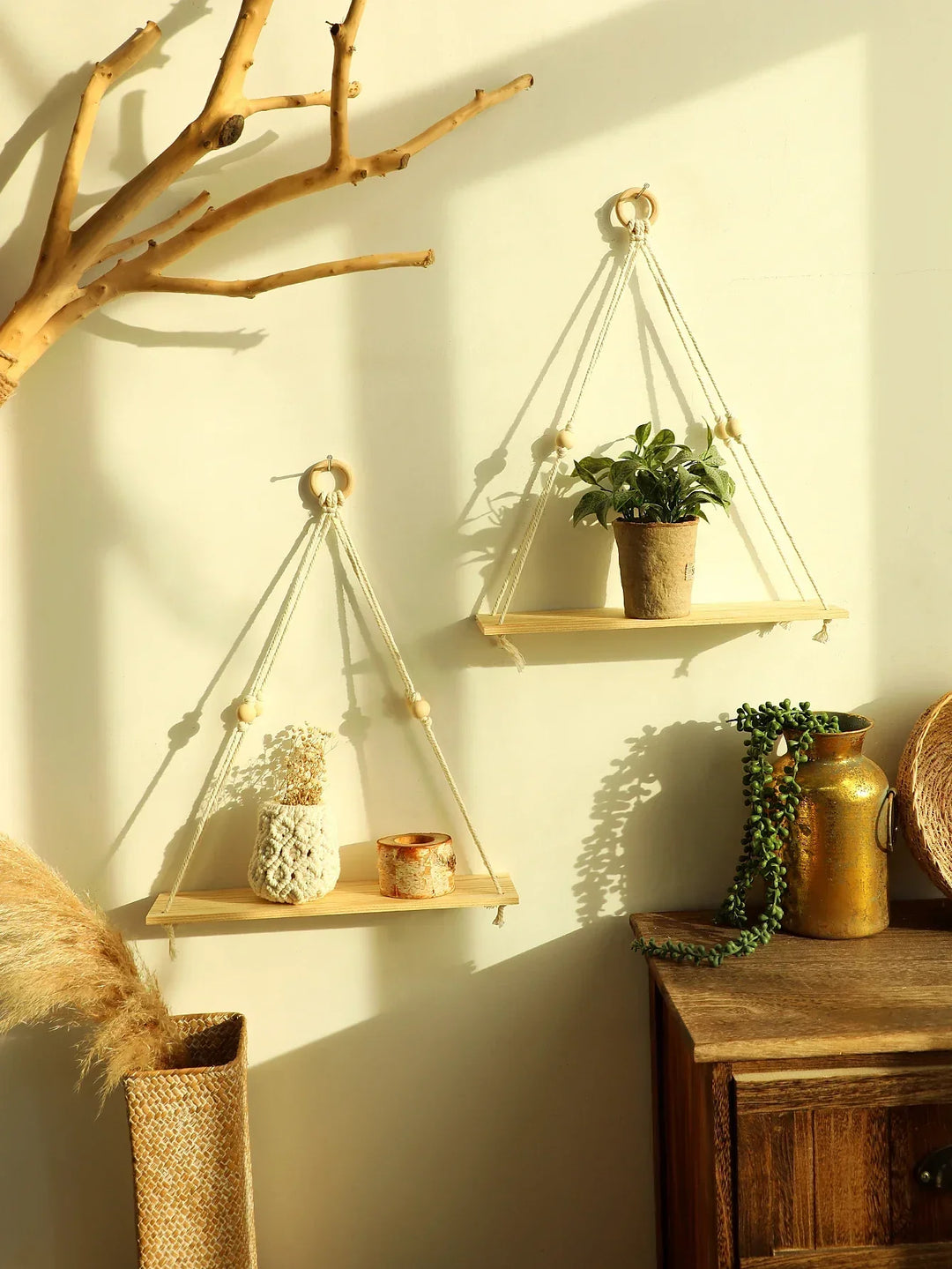 BowLift | Wall shelf – Wood – Hanging shelves – Boho home decoration – Room decoration