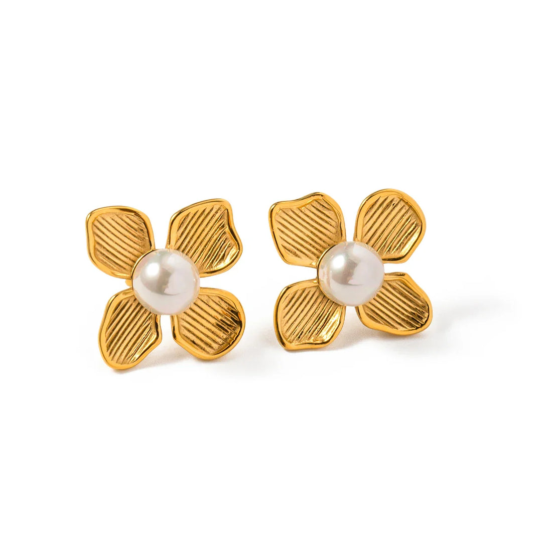 BowLift | 18k Four Petal Textured Pearl Flower