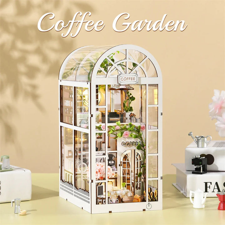 BowLift | SoleCaffè DIY Book Nook | Miniature Coffee House 3D Wood Kit | With LED Lighting | Creative Bookshelf Diorama & Gift Idea