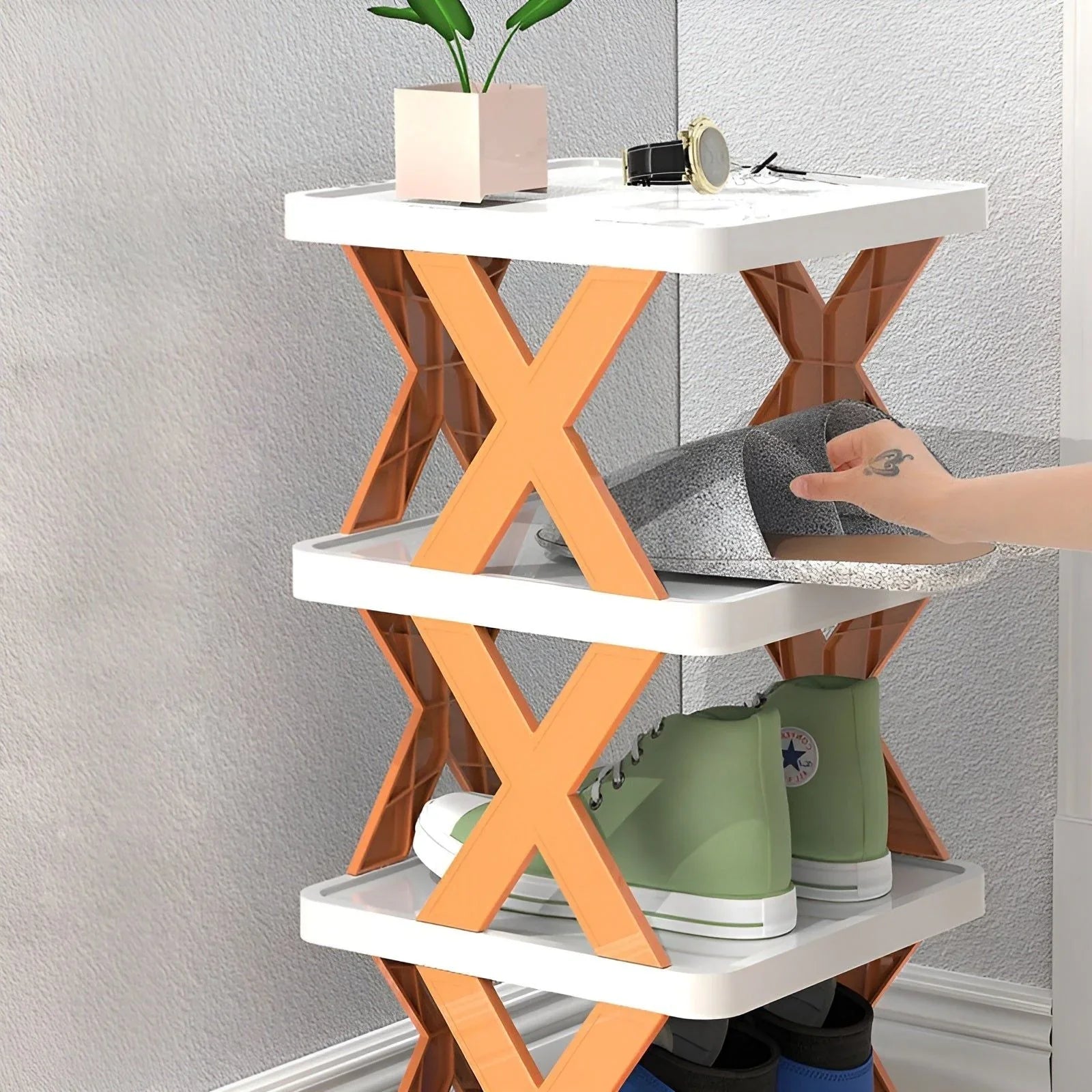BowLift | Multifunctional and Foldable Shoe Rack for Space-Saving Storage