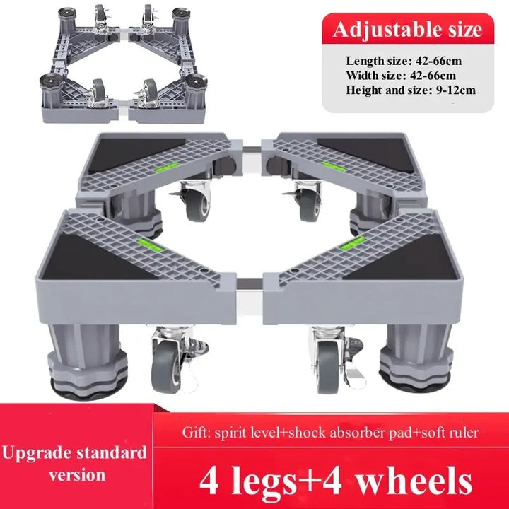 BowLift | Stabilova Adjustable Roll Base for Washing Machine & Refrigerator | With 4 Double Wheels & Shock Absorption | Height Adjustable & Load-Bearing