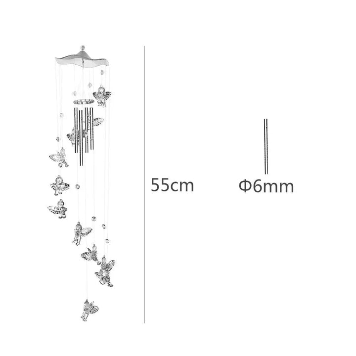 BowLift | Klangverve Wind Chime "Air Kiss" | Romantic Sound Games with Butterfly & Bell | 55 cm Metal Decor for Garden, Balcony & Window