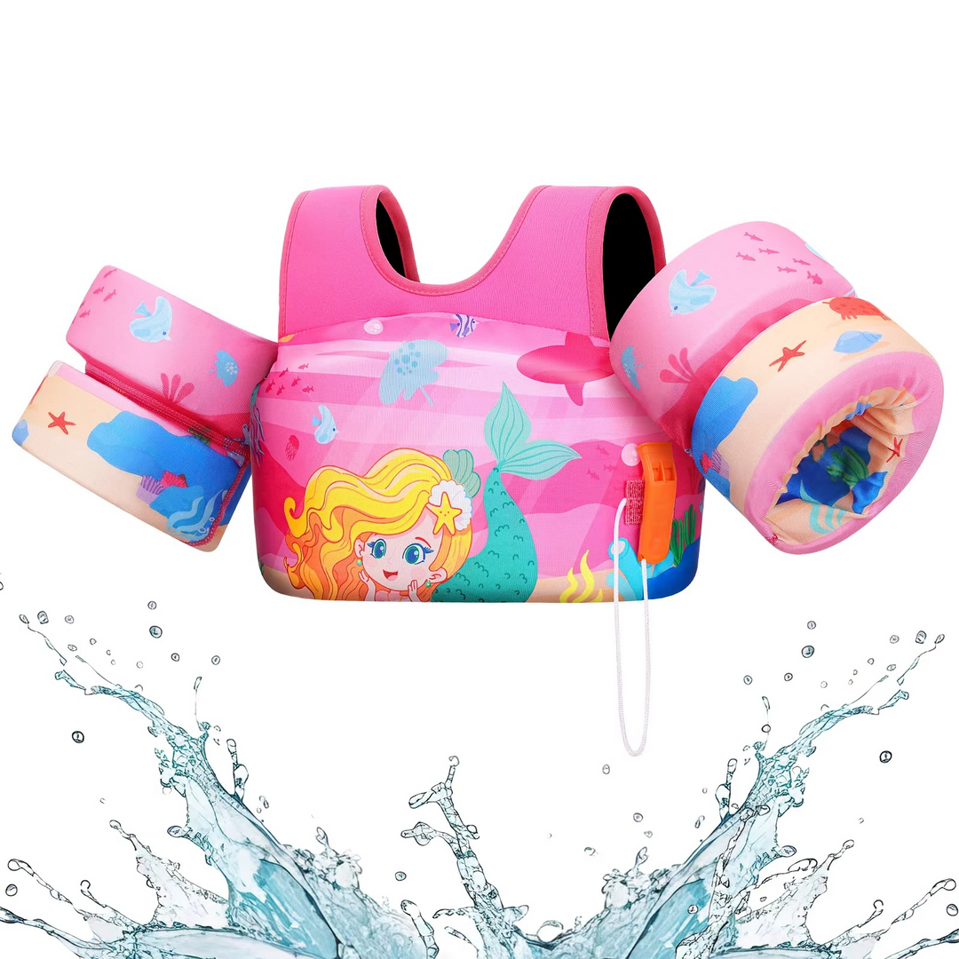 BowLift | Kids Foam Life Vest with Arm Floats and Safety Whistle for Swimming and Kayaking