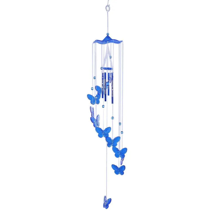 BowLift | Klangverve Wind Chime "Air Kiss" | Romantic Sound Games with Butterfly & Bell | 55 cm Metal Decor for Garden, Balcony & Window