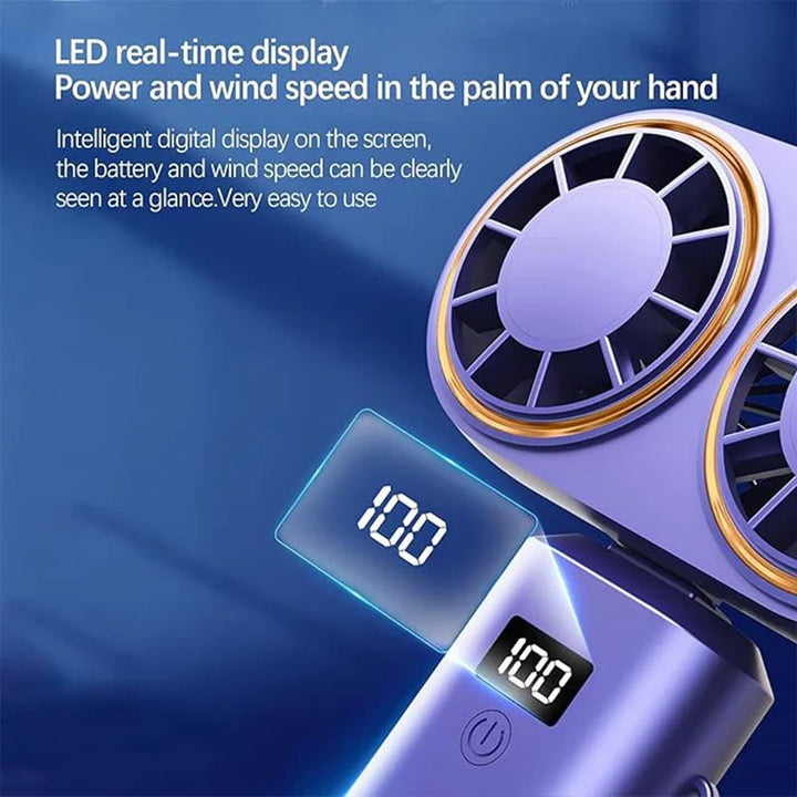 BowLift | AerisCool Handheld Fan Double-Cooler | 5-Stage Cooling | Rechargeable & Digital Display