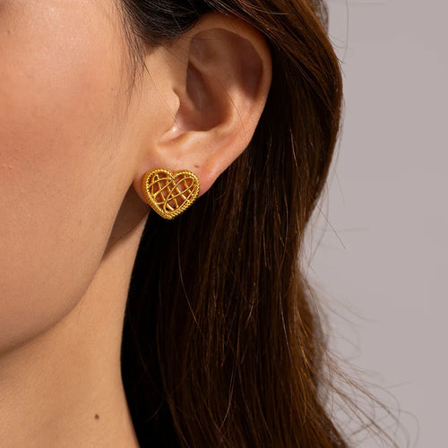 BowLift | 18k Open Heart Mesh Earrings