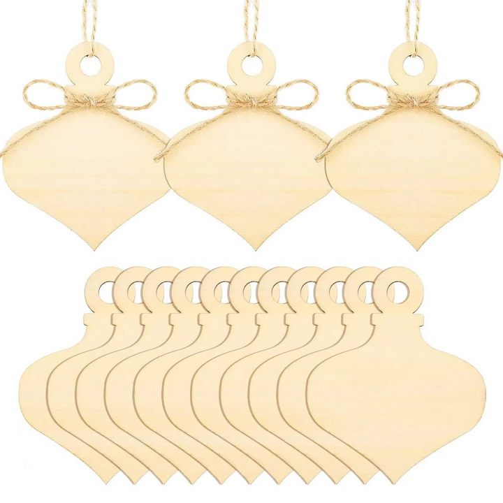 BowLift | 10pcs 4x3in Unfinished Wooden Heart Ornaments for DIY Crafts and Holiday Decorations