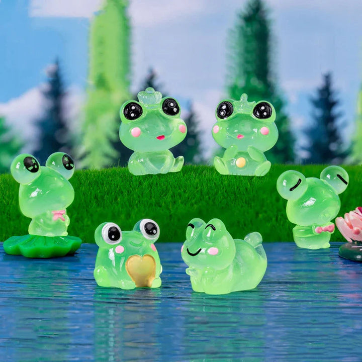 BowLift | LumoFrosch Figure Set | Glowing Mini Frogs | For Fairy Garden, Aquarium & Decoration