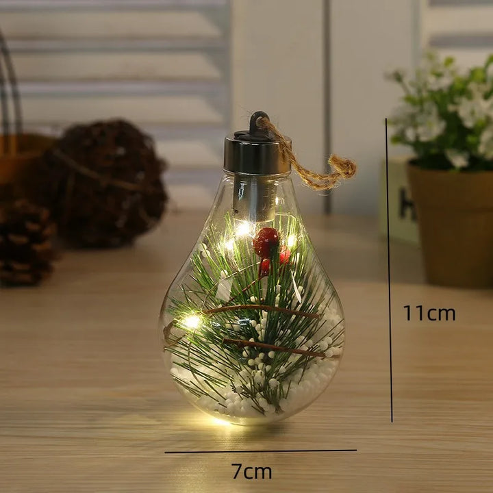 BowLift | Lunivera | LED Deco Light | Transparent with Leaf Globe | Warm White Sparkle | For Christmas, Wedding & Party