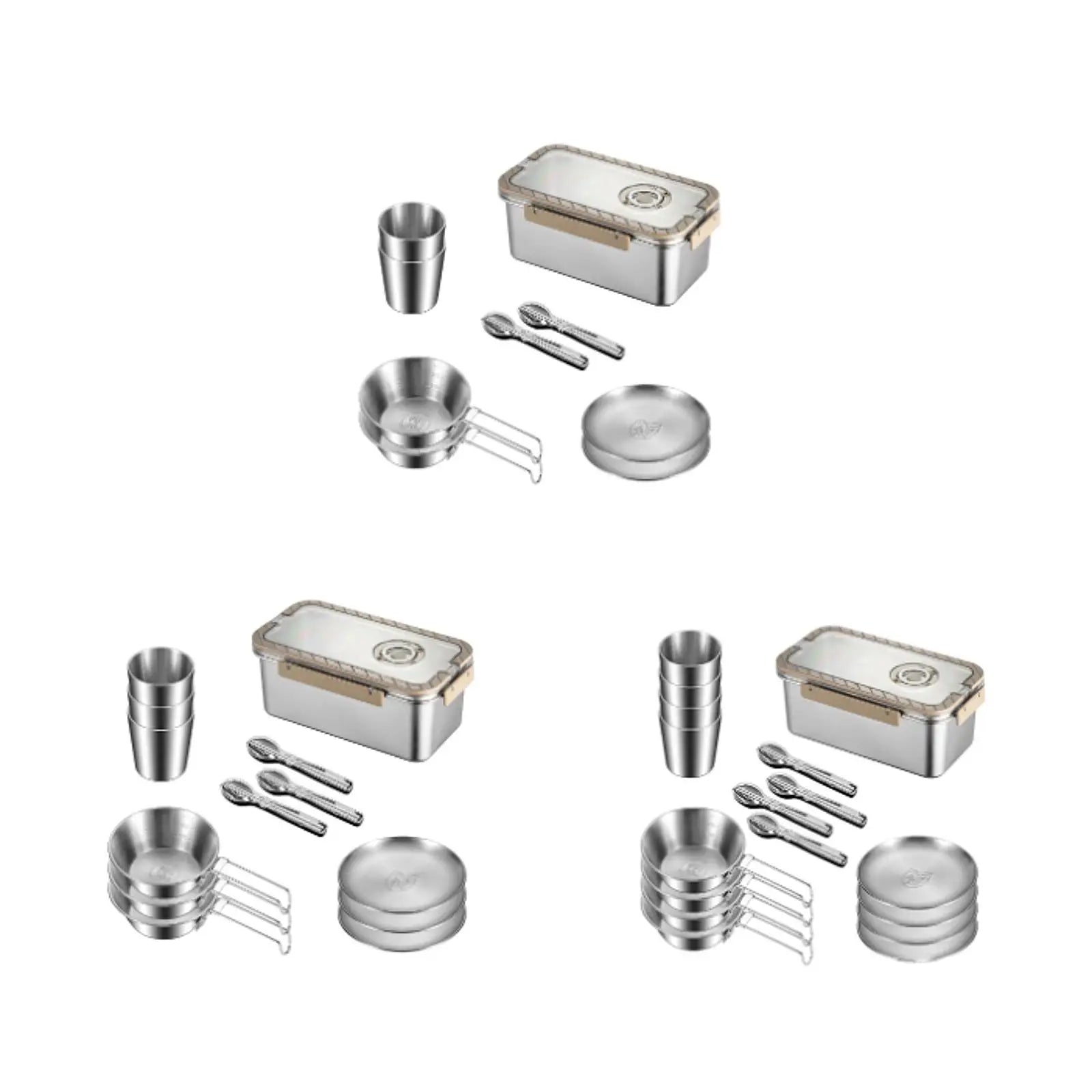 BowLift | Camping Messware Kit Stainless Steel Dinnerware with Storage Box – CampSet