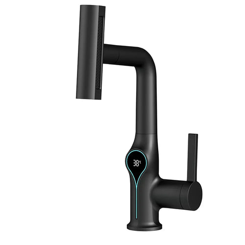 BowLift | Washbasin faucet with waterfall jet digital temperature display and adjustable spray head