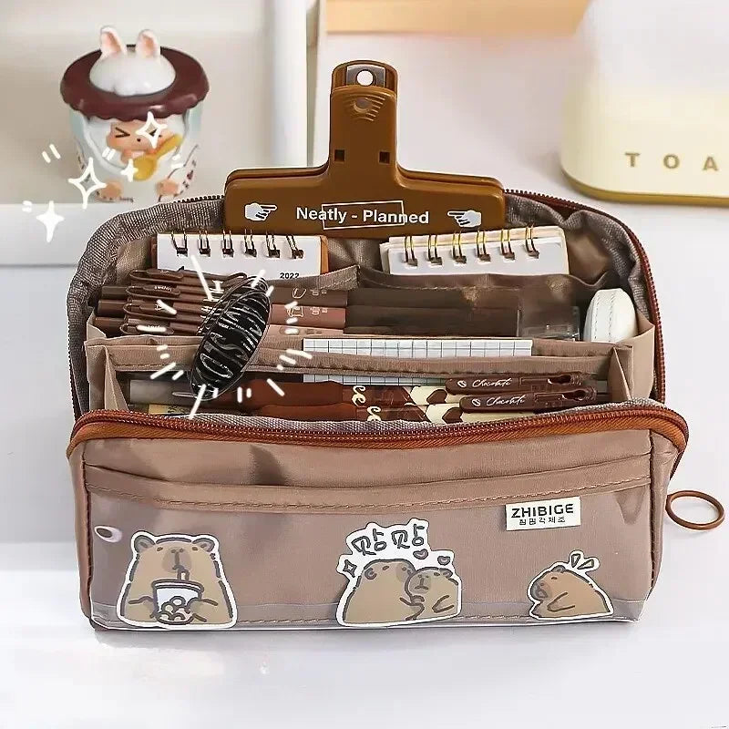 BowLift | Pencil case KIDZORA CrystalBag | Transparent & Versatile | 10-pocket design | Large capacity for school & leisure