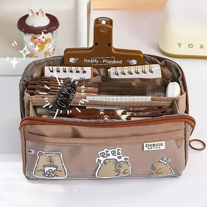 BowLift | Pencil case KIDZORA CrystalBag | Transparent & Versatile | 10-pocket design | Large capacity for school & leisure